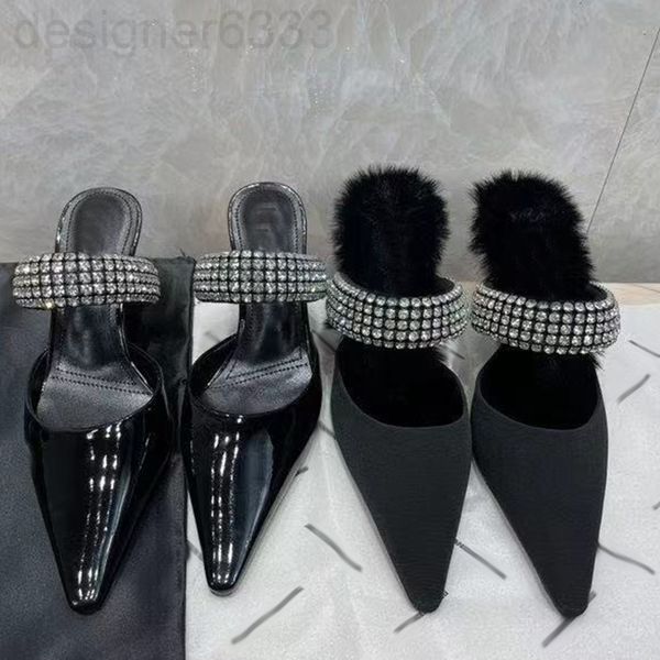 sandals designer aw king high heel woolen slippers women's 22 line thin baotou half rear empty pointed s geqf, Black
sandals designer aw king high heel woolen slippers women's 22 line thin baotou half rear empty pointed s geqf, Black