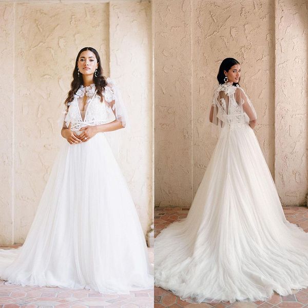 elegant a-line wedding dresses gowns lace tulle v neck long sleeves backless halter 3d flower appliques sequins bridal gowns plus size robe, White
elegant a-line wedding dresses gowns lace tulle v neck long sleeves backless halter 3d flower appliques sequins bridal gowns plus size robe, White