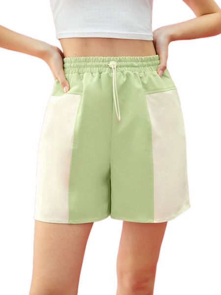 x basse couture two tone drawstring waist shorts w3wn#, White;black 
x basse couture two tone drawstring waist shorts w3wn#, White;black