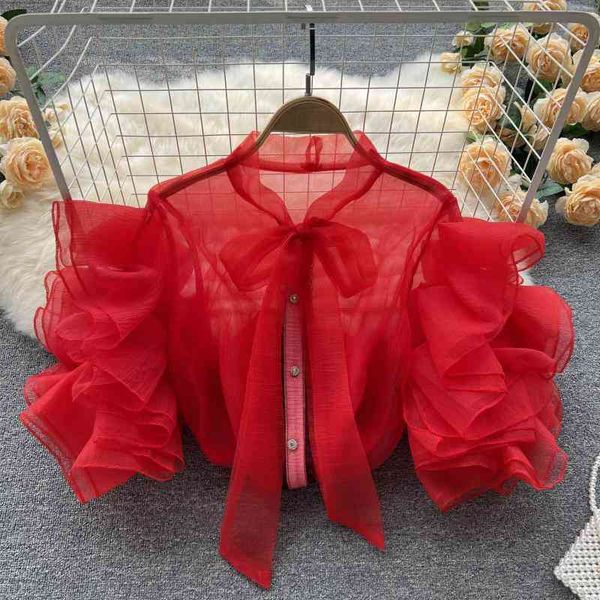 women's blouses shirts korean chic2022 summer design sense neckline bow tie lace flounce stitching short shirt fashion n5us, White
women's blouses shirts korean chic2022 summer design sense neckline bow tie lace flounce stitching short shirt fashion n5us, White