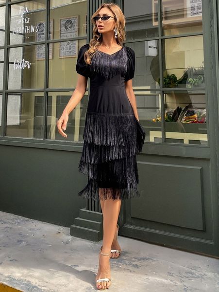 missord lantern sleeve fringe dress j3z9#, Black;gray
missord lantern sleeve fringe dress j3z9#, Black;gray