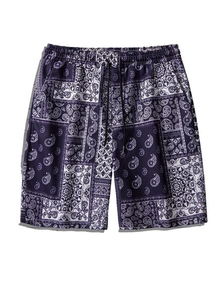 men random paisley print drawstring waist shorts b4jt#, White;black
men random paisley print drawstring waist shorts b4jt#, White;black
