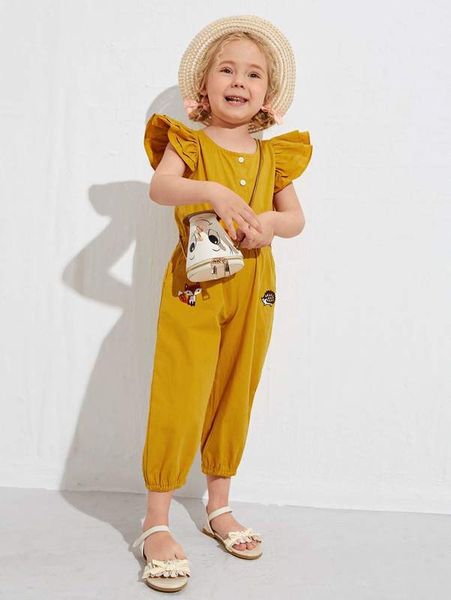 toddler girls buttoned front ruffle trim embroidery detail jumpsuit she, Blue
toddler girls buttoned front ruffle trim embroidery detail jumpsuit she, Blue