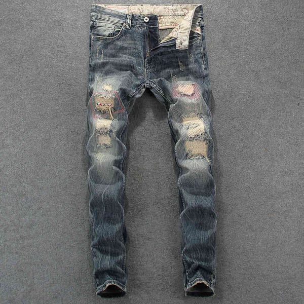 men's jeans high street stars with the same summer style fashion brand hole patch beggar slim fit men's jeans trend bzi5, Blue
men's jeans high street stars with the same summer style fashion brand hole patch beggar slim fit men's jeans trend bzi5, Blue