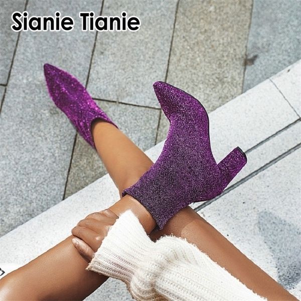 sianie tianie glitter bling woman stretch boots purple silver plaid leopard sock booties block high heels women ankle boots 201102, Black
sianie tianie glitter bling woman stretch boots purple silver plaid leopard sock booties block high heels women ankle boots 201102, Black