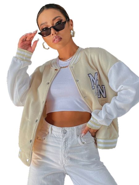 letter embroidery drop shoulder two tone thermal lined bomber jacket 21qz#, Black;brown
letter embroidery drop shoulder two tone thermal lined bomber jacket 21qz#, Black;brown
