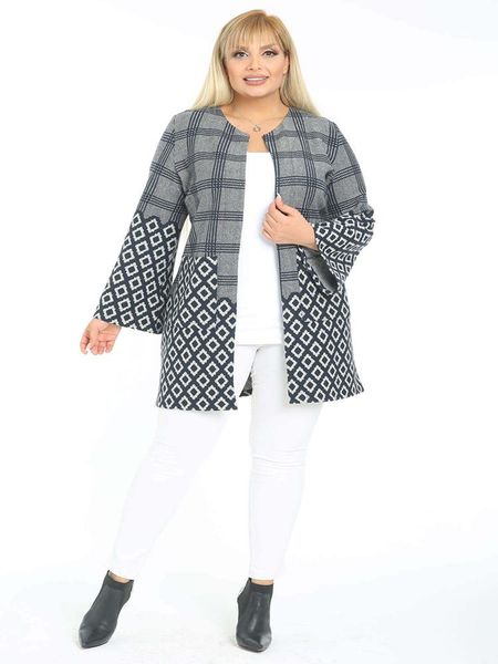 women's plus size outerwear & coats checked patterned jacquard fabric jacket fashion women's winter elegant style outwear, Black
women's plus size outerwear & coats checked patterned jacquard fabric jacket fashion women's winter elegant style outwear, Black