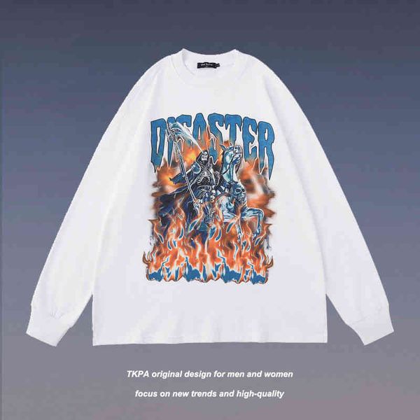 tkpa autumn new flame print long sleeve hip hop fashion brand t-shirt men and women loose thin sweater, Black
tkpa autumn new flame print long sleeve hip hop fashion brand t-shirt men and women loose thin sweater, Black