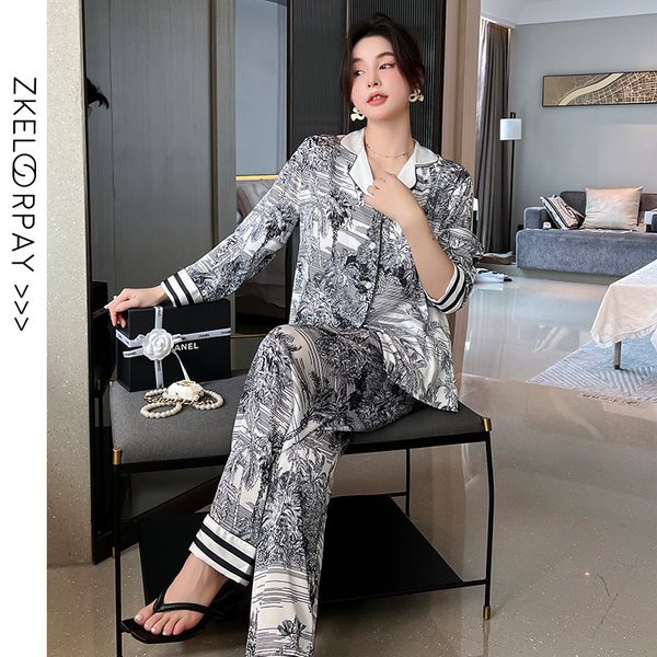 wang_ home european and american women's sleepwear famous brand snow silk pajamas spring & autumn high sense fashion printing suit set, Black;red
wang_ home european and american women's sleepwear famous brand snow silk pajamas spring & autumn high sense fashion printing suit set, Black;red