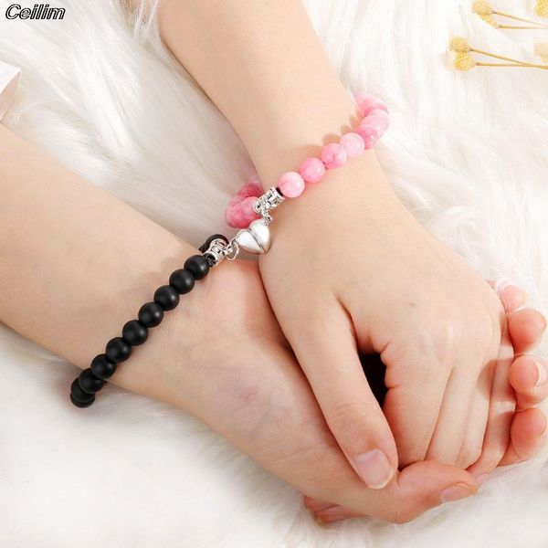 2pcs set heart shaped magnet strands attraction couple bracelet natural stone distance paired charm jewelry valentine, Black
2pcs set heart shaped magnet strands attraction couple bracelet natural stone distance paired charm jewelry valentine, Black