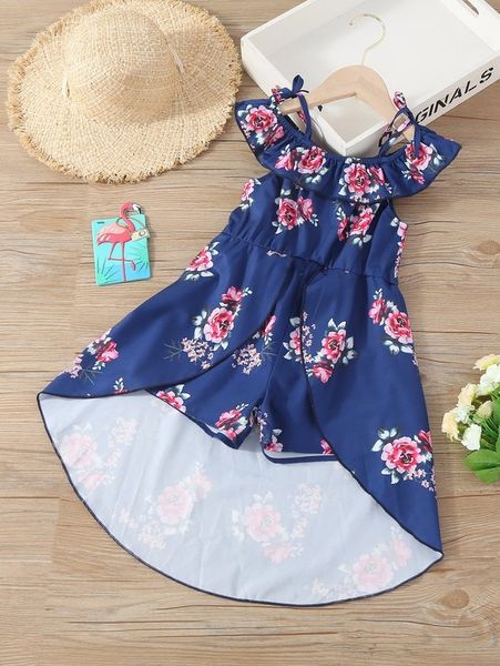 toddler girls floral print cold shoulder ruffle trim high low romper she, Blue
toddler girls floral print cold shoulder ruffle trim high low romper she, Blue