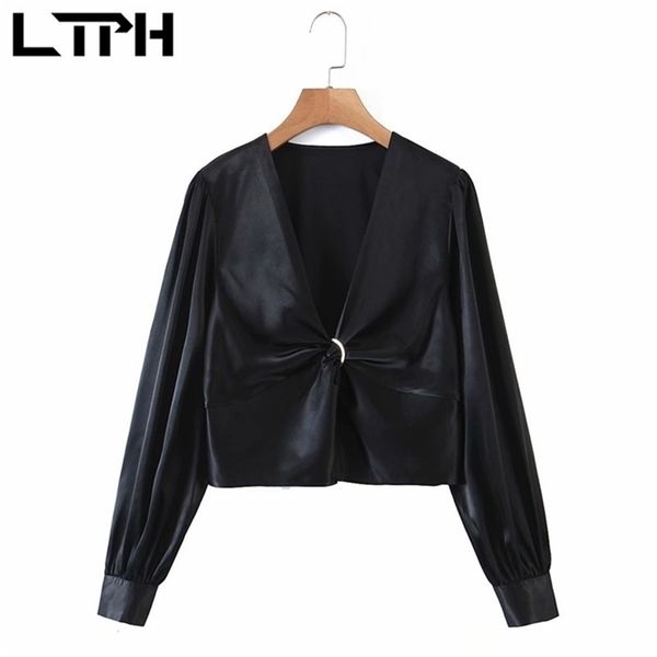 ltph satin black vintage blouses loop v-neck long sleeve women shirts short loose elegant shirt spring summer 210423, Black;gray
ltph satin black vintage blouses loop v-neck long sleeve women shirts short loose elegant shirt spring summer 210423, Black;gray