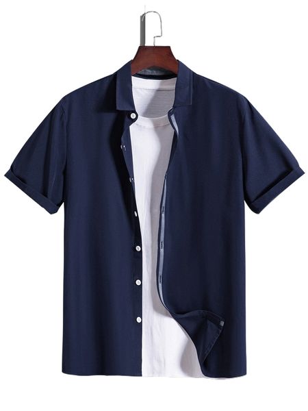 men button front shirt without tee h63r#, White;black
men button front shirt without tee h63r#, White;black