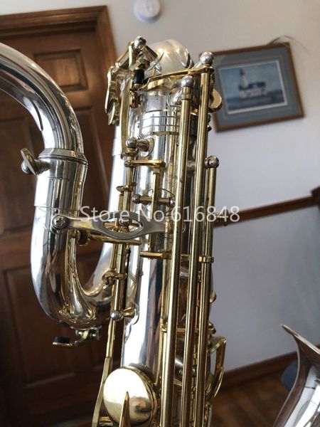 e flat baritone saxophone silver plated body gold lacquer key instrument brass sax with mouthpiece case
e flat baritone saxophone silver plated body gold lacquer key instrument brass sax with mouthpiece case