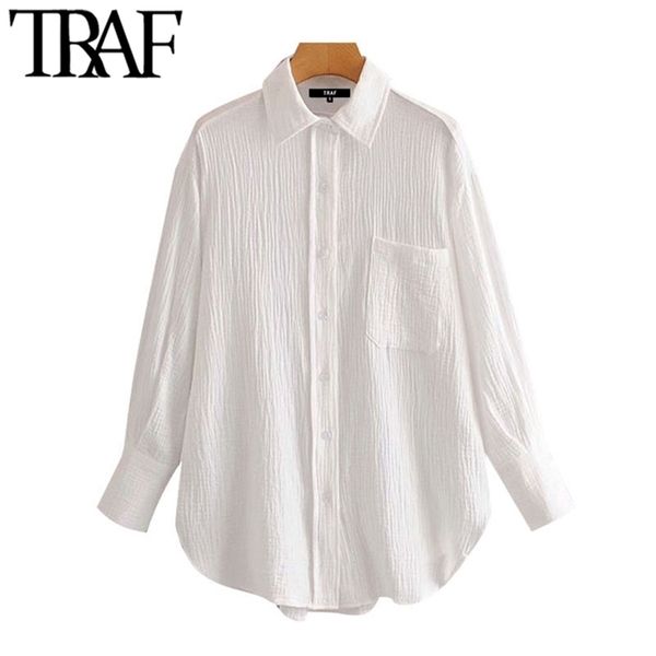 traf women chic fashion office wear pockets loose blouses vintage lapel collar long sleeve female shirts chic 210412, White
traf women chic fashion office wear pockets loose blouses vintage lapel collar long sleeve female shirts chic 210412, White