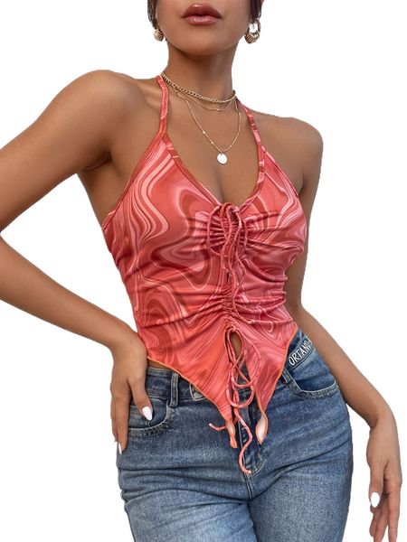 all over print drawstring tie backless asymmetrical hem crop halter r7kn#, White
all over print drawstring tie backless asymmetrical hem crop halter r7kn#, White