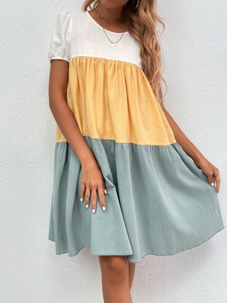 ruffle hem colorblock smock dress q7yo#, Black;gray
ruffle hem colorblock smock dress q7yo#, Black;gray