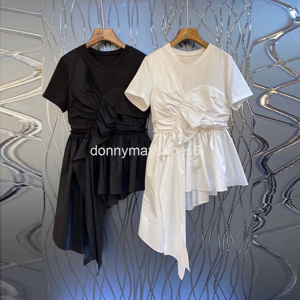 women's t-shirt special price niche design pleated stitching t-shirt aging irregular round neck short sleeve, White
women's t-shirt special price niche design pleated stitching t-shirt aging irregular round neck short sleeve, White