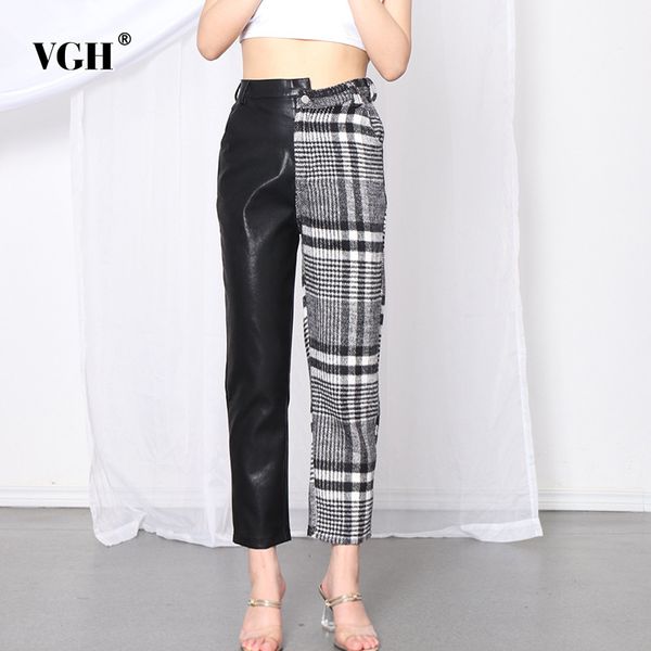 asymmetrical patchwork plaid trouser for female high waist straight wide leg pants fashion clothing style 210507, Black;white
asymmetrical patchwork plaid trouser for female high waist straight wide leg pants fashion clothing style 210507, Black;white