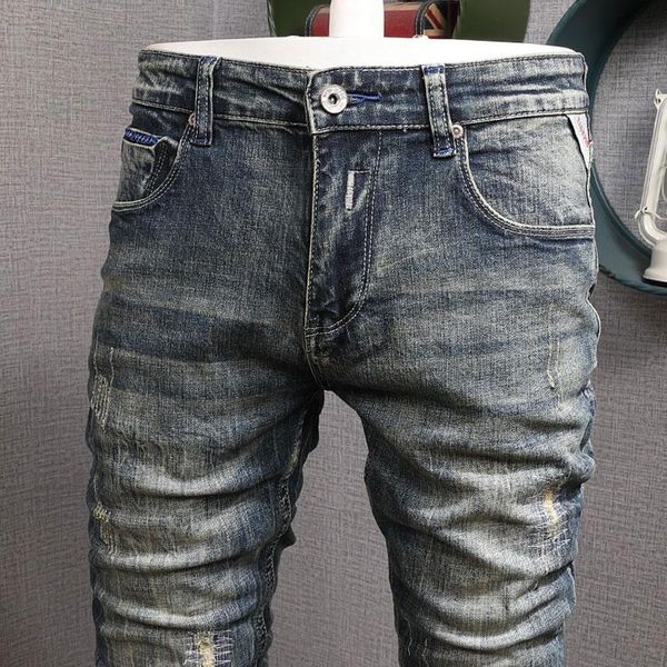 men's jeans streetwear men printed designer ripped denim trousers retro wash elastic vintage long pants men's, Blue
men's jeans streetwear men printed designer ripped denim trousers retro wash elastic vintage long pants men's, Blue