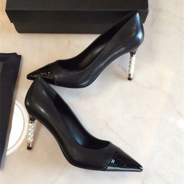sandals early spring pointed leather shallow mouth color matching high-heeled stiletto shoes commuting temperament pearl women's 8eja, Black
sandals early spring pointed leather shallow mouth color matching high-heeled stiletto shoes commuting temperament pearl women's 8eja, Black