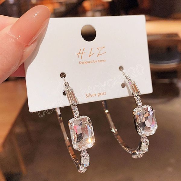 french high sense transparent texture full diamond earrings for woman korean personalized dangle earrings versatile jewelry, Silver
french high sense transparent texture full diamond earrings for woman korean personalized dangle earrings versatile jewelry, Silver