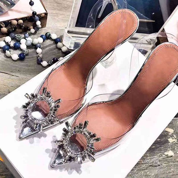 sandals baotou sandals summer net red transparent crystal fairy style thin heel pointed high heels, Black
sandals baotou sandals summer net red transparent crystal fairy style thin heel pointed high heels, Black