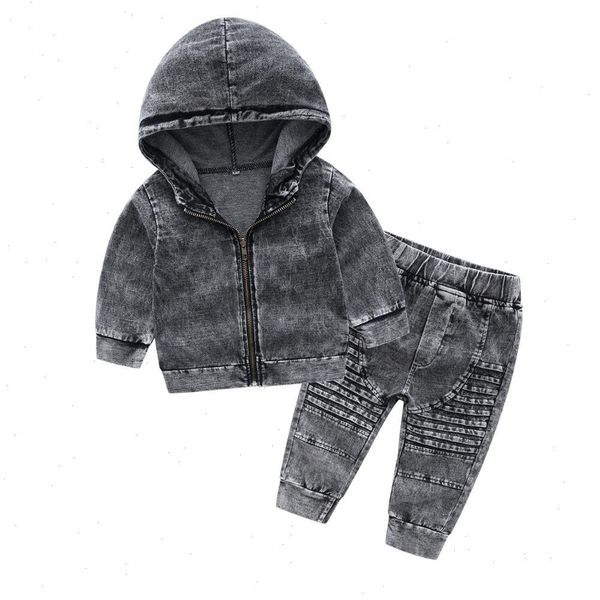 1-5yrs autumn children set boys hooded denim clothes outfits spring toddler washed tracksuit clothing, White
1-5yrs autumn children set boys hooded denim clothes outfits spring toddler washed tracksuit clothing, White