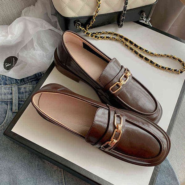 designer women's shoes boots atmospheric brown leisure loafer's spring 2022 british style chain flat round head cowhide women', Black
designer women's shoes boots atmospheric brown leisure loafer's spring 2022 british style chain flat round head cowhide women', Black