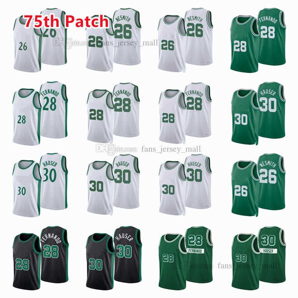printed 75th patch city basketball jerseys aaron 26 nesmith bruno 28 fernando sam 30 hauser jersey color white green black custom, Black;red
printed 75th patch city basketball jerseys aaron 26 nesmith bruno 28 fernando sam 30 hauser jersey color white green black custom, Black;red