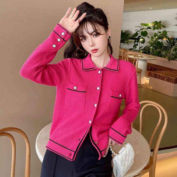 women's knits & tees high version celebrity lapel single breasted double pocket knitted sweater color matching thin coat women, White
women's knits & tees high version celebrity lapel single breasted double pocket knitted sweater color matching thin coat women, White