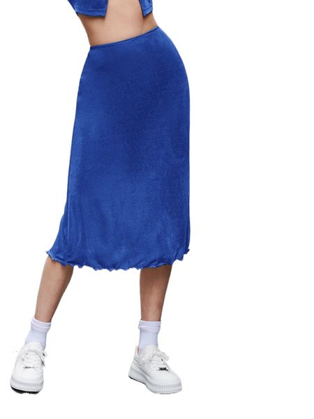 high waist lettuce trim skirt w0s3#, Black