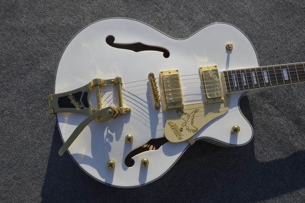 white semi-hollow jazz electric guitar maple body f hole tremolo gold hardware with bird pick guard can customize
white semi-hollow jazz electric guitar maple body f hole tremolo gold hardware with bird pick guard can customize