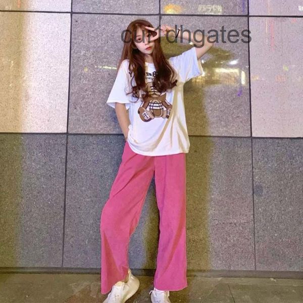 2022 designer b br t shirt rose red pants summer korean version national fashion corduroy straight tube high waist women's ins loose wi, Black;white
2022 designer b br t shirt rose red pants summer korean version national fashion corduroy straight tube high waist women's ins loose wi, Black;white
