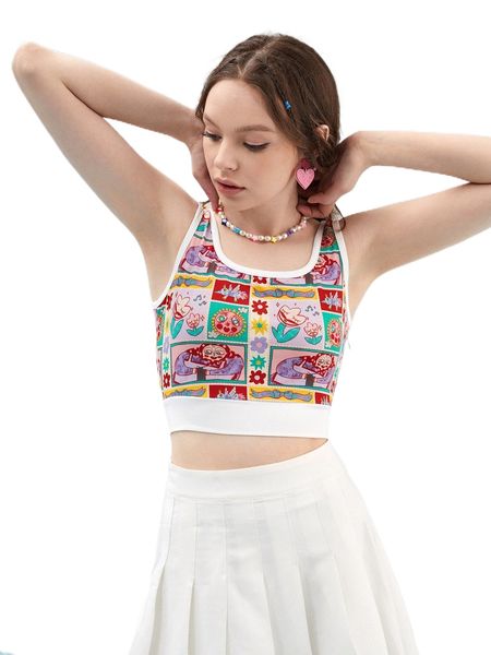 x zhihan wang floral & figure graphic tank m841#, White
x zhihan wang floral & figure graphic tank m841#, White