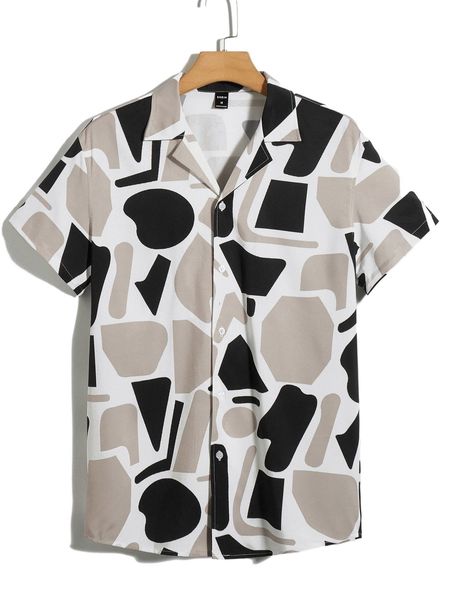 men allover print shirt b8cd#, White;black
men allover print shirt b8cd#, White;black