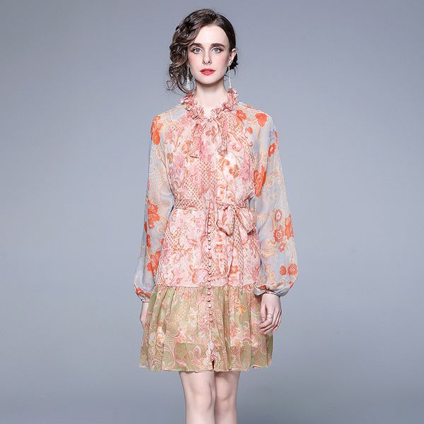 junlinna chiffon women dresses summer autumn fungus fashion floral printing vestidos stand collar long sleeve sashes sliming dress, Black;gray
junlinna chiffon women dresses summer autumn fungus fashion floral printing vestidos stand collar long sleeve sashes sliming dress, Black;gray