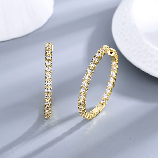 s925 silver 39mm 18k gold circle hoop earrings for women fashion wedding jewelry big earring 220718, Golden
s925 silver 39mm 18k gold circle hoop earrings for women fashion wedding jewelry big earring 220718, Golden