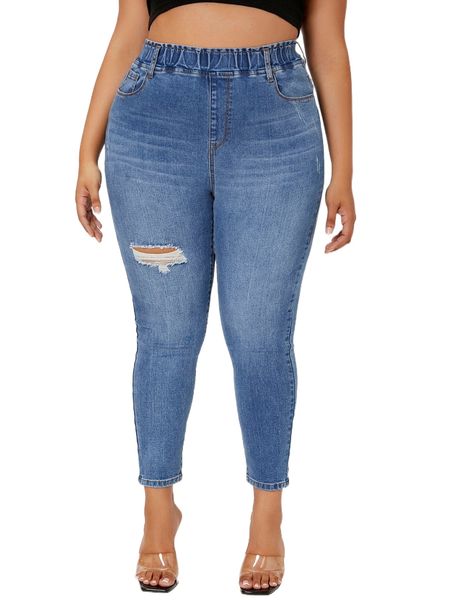 plus ripped skinny cropped jeans l8sy#, Blue 
plus ripped skinny cropped jeans l8sy#, Blue