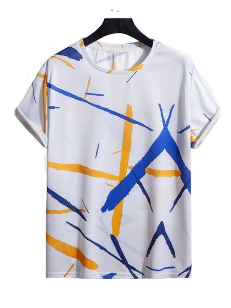 men graphic print tee 76lj#, White;black