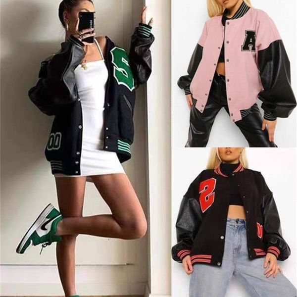 letters towel embroidered bomber jacket coat women street hiphop pilot baseball uniform casual coat 220817, Black;brown
letters towel embroidered bomber jacket coat women street hiphop pilot baseball uniform casual coat 220817, Black;brown
