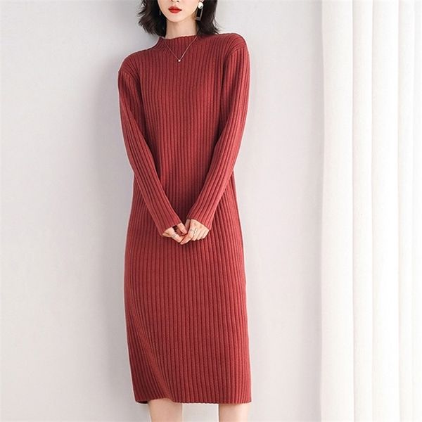 sweater dress for women knee-length solid color o-neck pullover thick autumn and winter brief red pink black 220317, Black;gray
sweater dress for women knee-length solid color o-neck pullover thick autumn and winter brief red pink black 220317, Black;gray