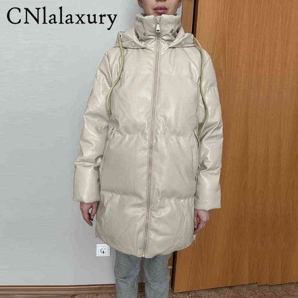 fashion hooded pu leather parka women elegant loose long jackets women silk zipper split cotton jackets ladies outfit overcoat j220727, Black
fashion hooded pu leather parka women elegant loose long jackets women silk zipper split cotton jackets ladies outfit overcoat j220727, Black