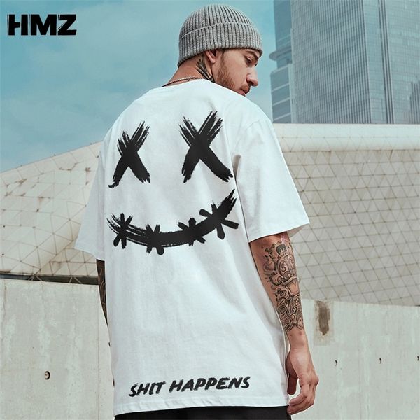 hmz t shirt streetwear men oversize hip hop t-shirt smile print harajuku tshirt summer short sleeve cotton loose tees 220512, White;black
hmz t shirt streetwear men oversize hip hop t-shirt smile print harajuku tshirt summer short sleeve cotton loose tees 220512, White;black