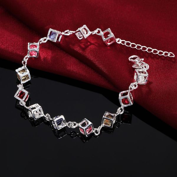 fashion cube chain strand bracelet for women 925 stamp silver color zircon lucky charm vintage crystal party jewelry female, Black
fashion cube chain strand bracelet for women 925 stamp silver color zircon lucky charm vintage crystal party jewelry female, Black