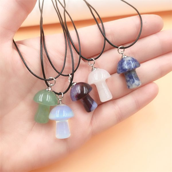 natural stone carving 2cm mushroom shape pendant charms necklaces reiki healing chakra crystal pu chain necklace for women jewelry, Silver
natural stone carving 2cm mushroom shape pendant charms necklaces reiki healing chakra crystal pu chain necklace for women jewelry, Silver