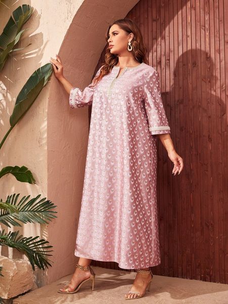 plus allover print pearl detail dress x4k6#, Black
plus allover print pearl detail dress x4k6#, Black