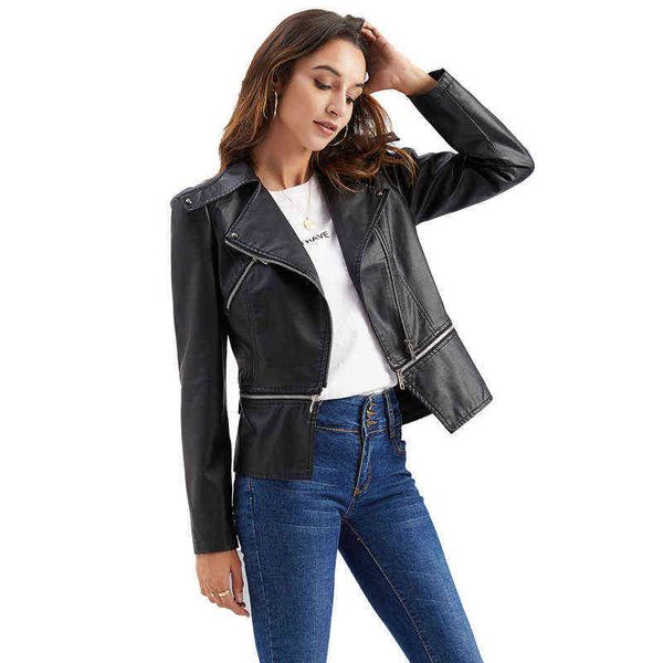 women leather jacket 2022 new spring slim coat zipper removable hem casual jacket ladies fashion overcoat female clothes wf265 l220728, Black
women leather jacket 2022 new spring slim coat zipper removable hem casual jacket ladies fashion overcoat female clothes wf265 l220728, Black