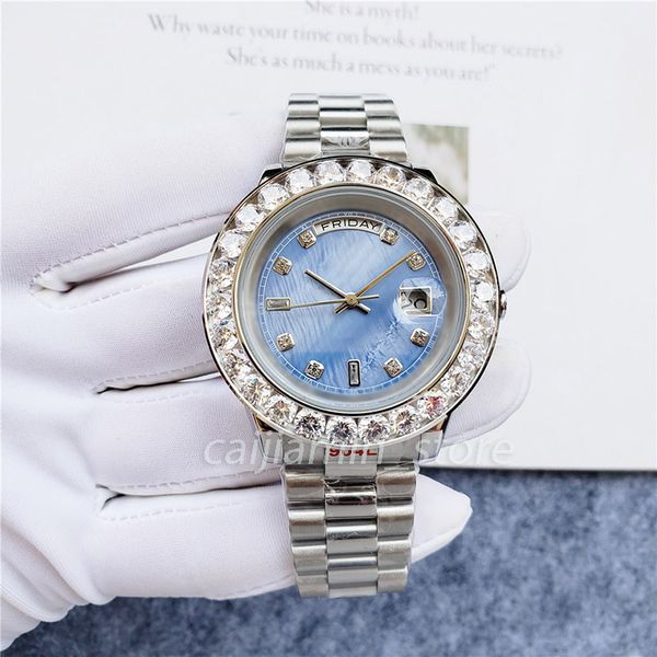 automatic mechanical watch 41/44mm mens watches diamond outer ring large dial blue face wristwatch, Slivery;brown
automatic mechanical watch 41/44mm mens watches diamond outer ring large dial blue face wristwatch, Slivery;brown