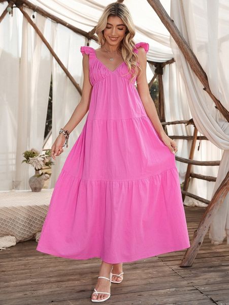 ruffle hem butterfly sleeve dress t3il#, Black;gray
ruffle hem butterfly sleeve dress t3il#, Black;gray